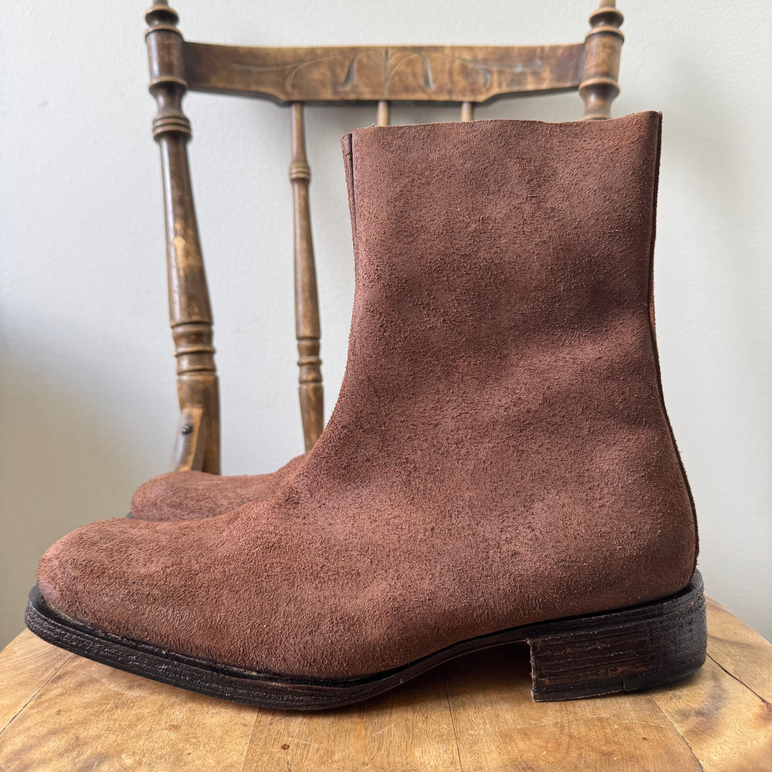 AW2003 Martin Margiela Brown Suede Square Toe Boots