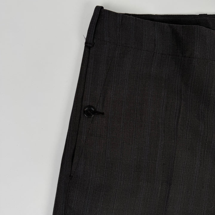 Miu Miu 2000’s Dark Gray/Brown Wool Pinstriped Wide Leg Suit Pants