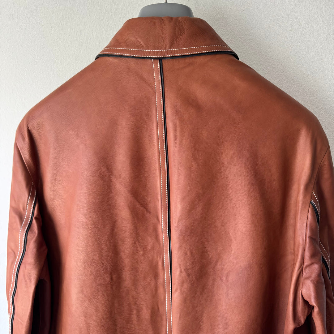 Hermes Brown/Orange Calf Leather Overcoat