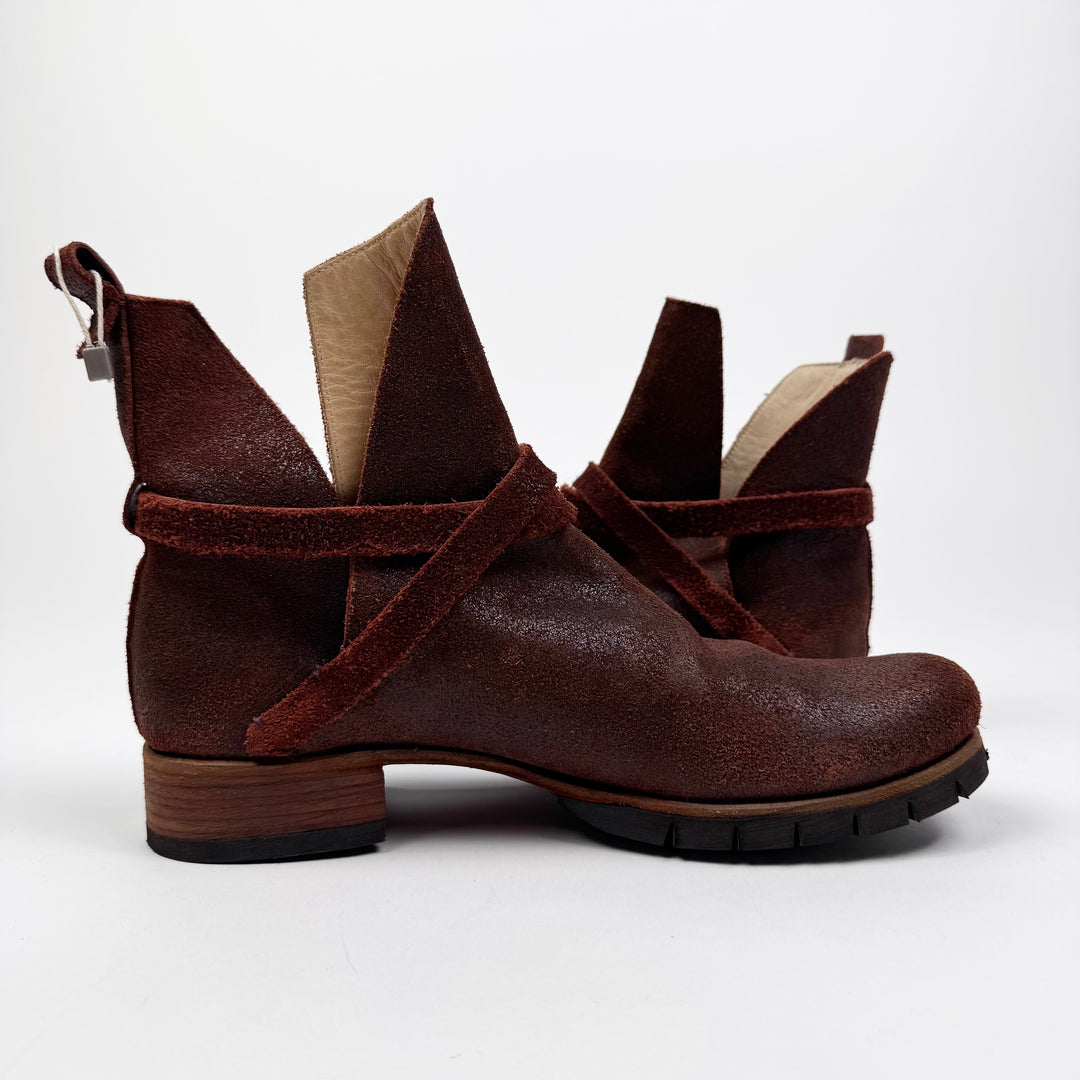M.A+ Red Bison Leather Buckle Jodhpur Boots w/ Box & Soles