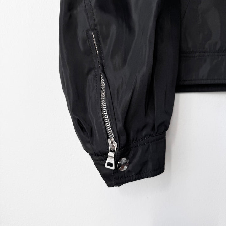 Prada 1990’s Black Hybrid Nylon Leather Cafe Racer Biker Jacket