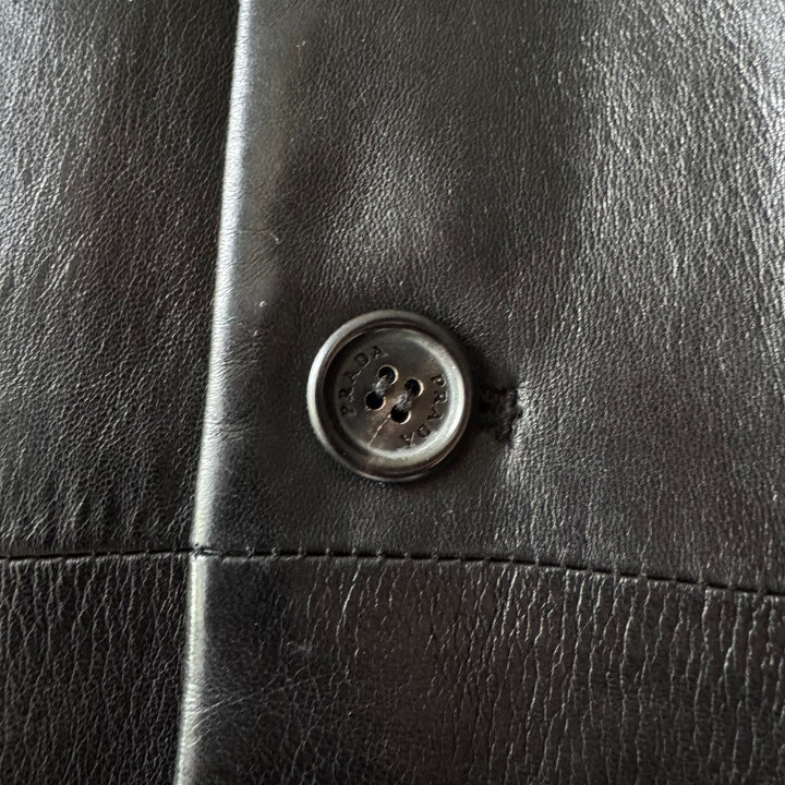 Prada FW1998 Black Lamb Leather Button-Up Overcoat Jacket