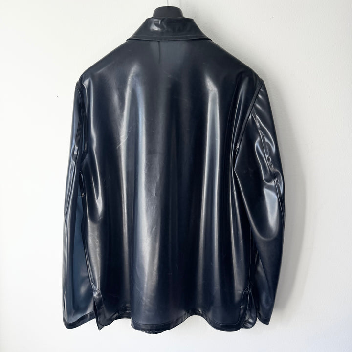 Hermes SS2000 Dark Navy Vinyl Zip-Up Overshirt Jacket