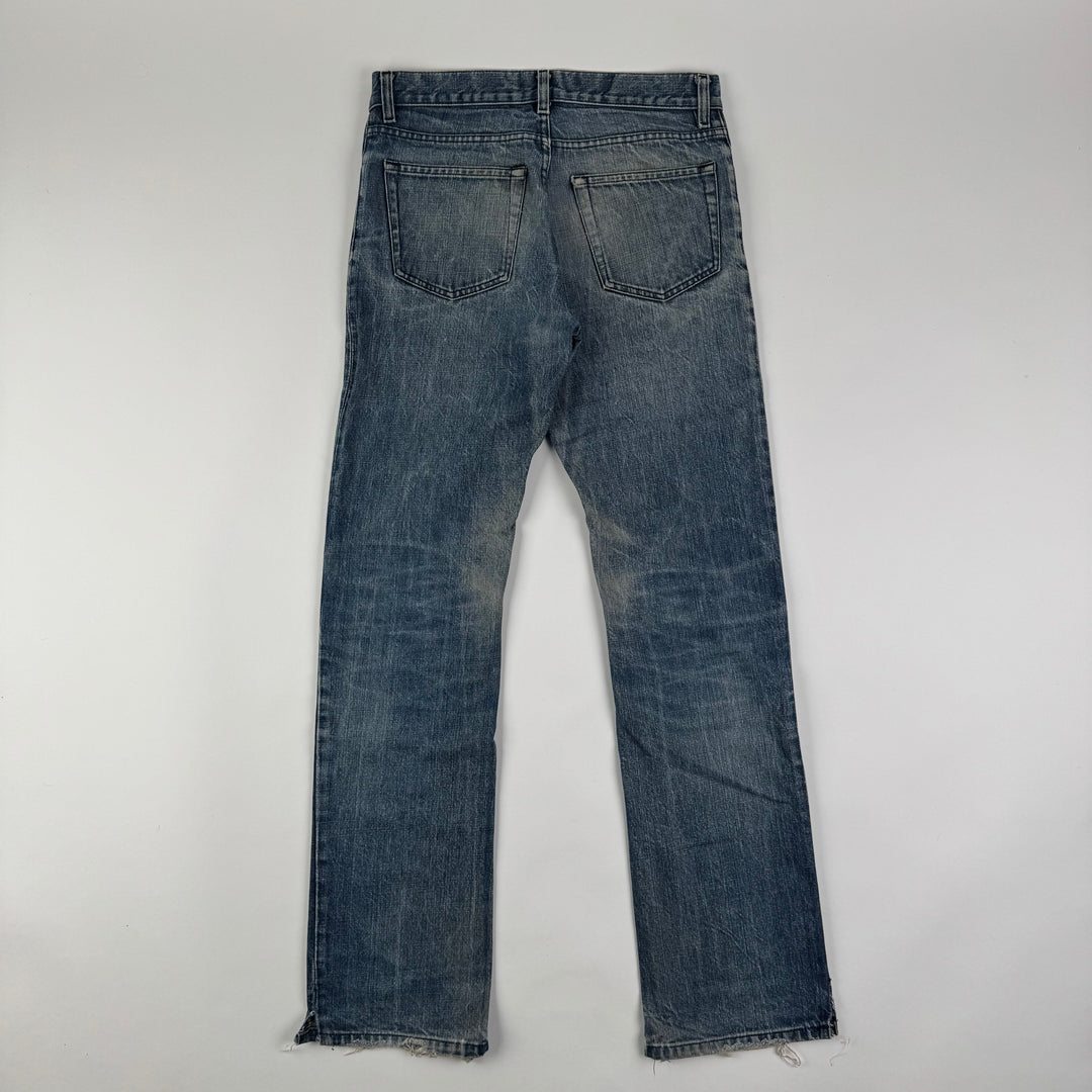 Helmut Lang 1998 Faded Distressed Straight Raw Denim Jeans