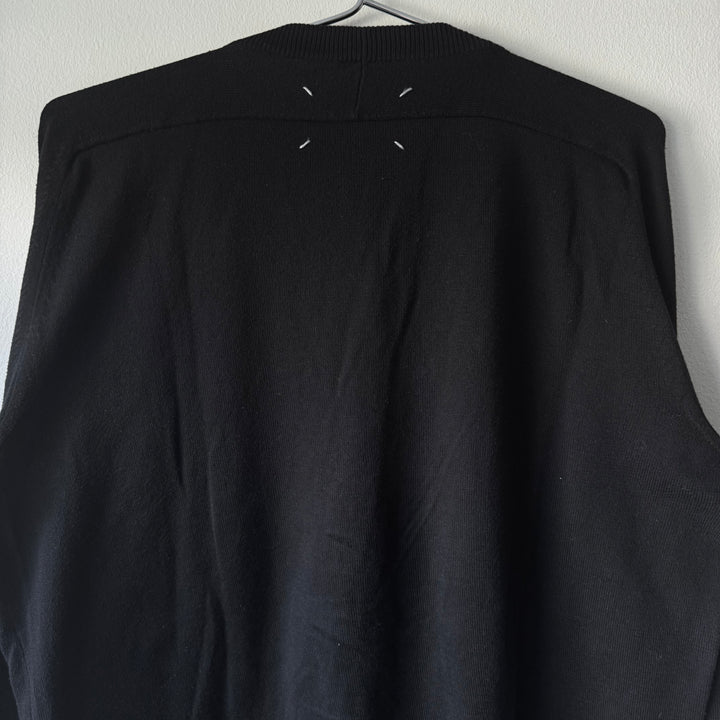 SS2011 Maison Martin Margiela Black Cotton Knit Elbow Patch Button-Up Cardigan