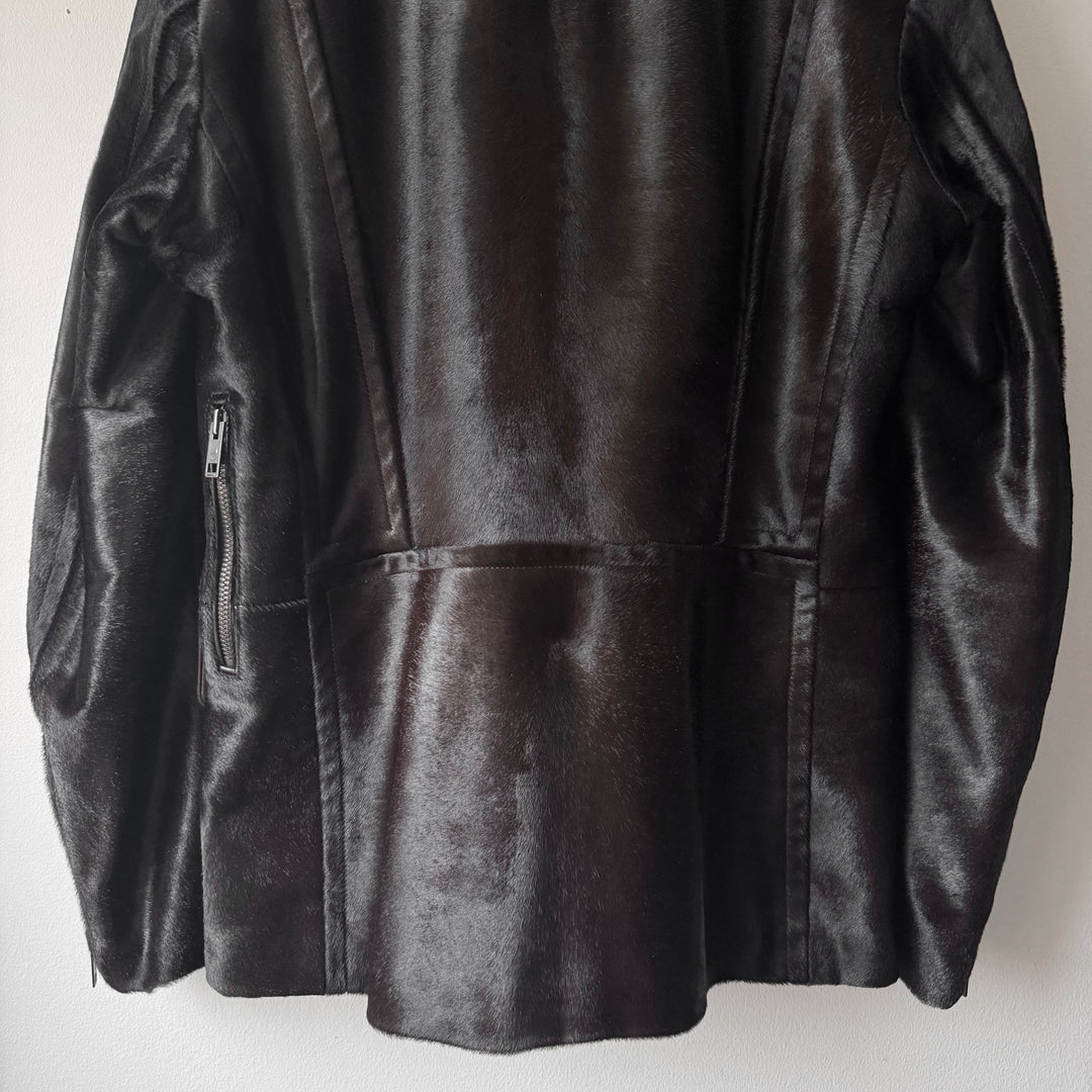 Gucci By Tom Ford FW2004 Brown Calf Hair-On-Hide Leather Half Coat Jacket