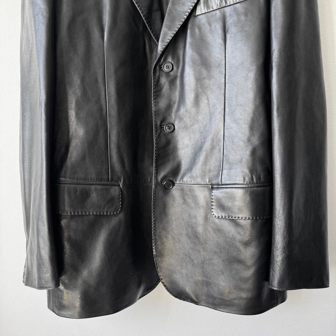 Yves Saint Laurent Rive Gauche By Tom Ford FW2001 Black Leather Blazer Jacket