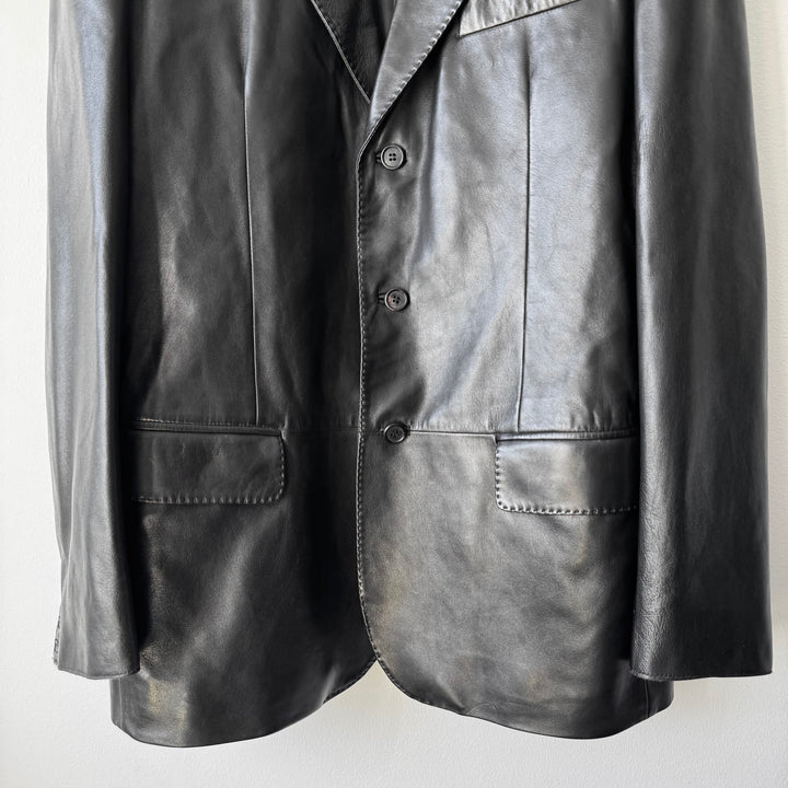 Yves Saint Laurent Rive Gauche By Tom Ford FW2001 Black Leather Blazer Jacket
