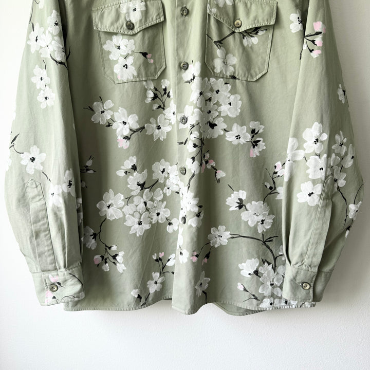 Gucci By Tom Ford SS2003 Cotton Hand Painted Floral Cherry Blossom Military Shirt