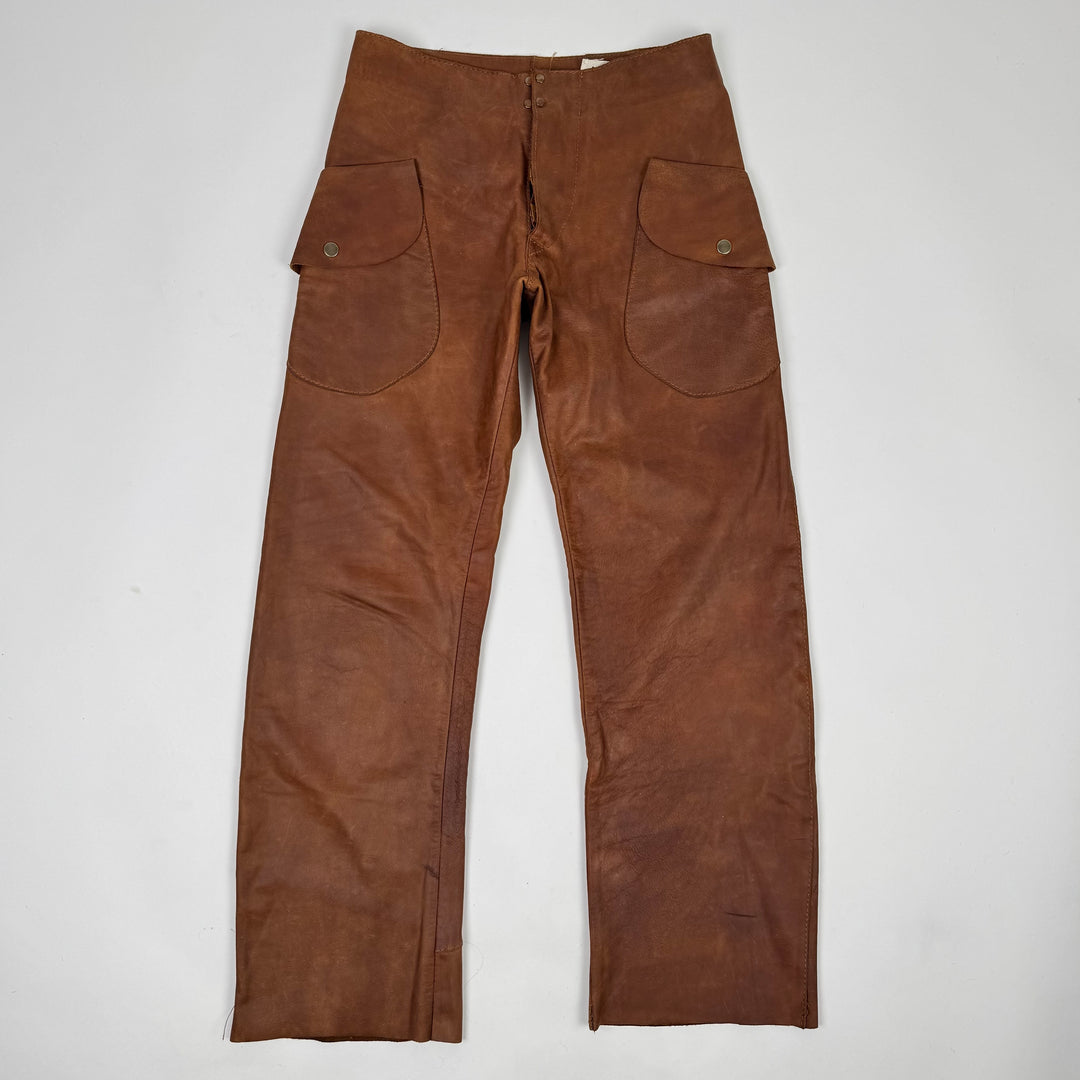 AW2001 Martin Margiela Raw Cowhide Brown Leather McQueen Cargo Pants
