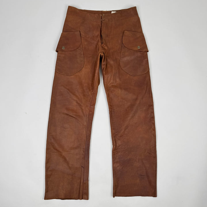 AW2001 Martin Margiela Raw Cowhide Brown Leather McQueen Cargo Pants