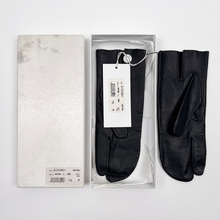 AW2004 Martin Margiela Black Leather Tabi Gloves
