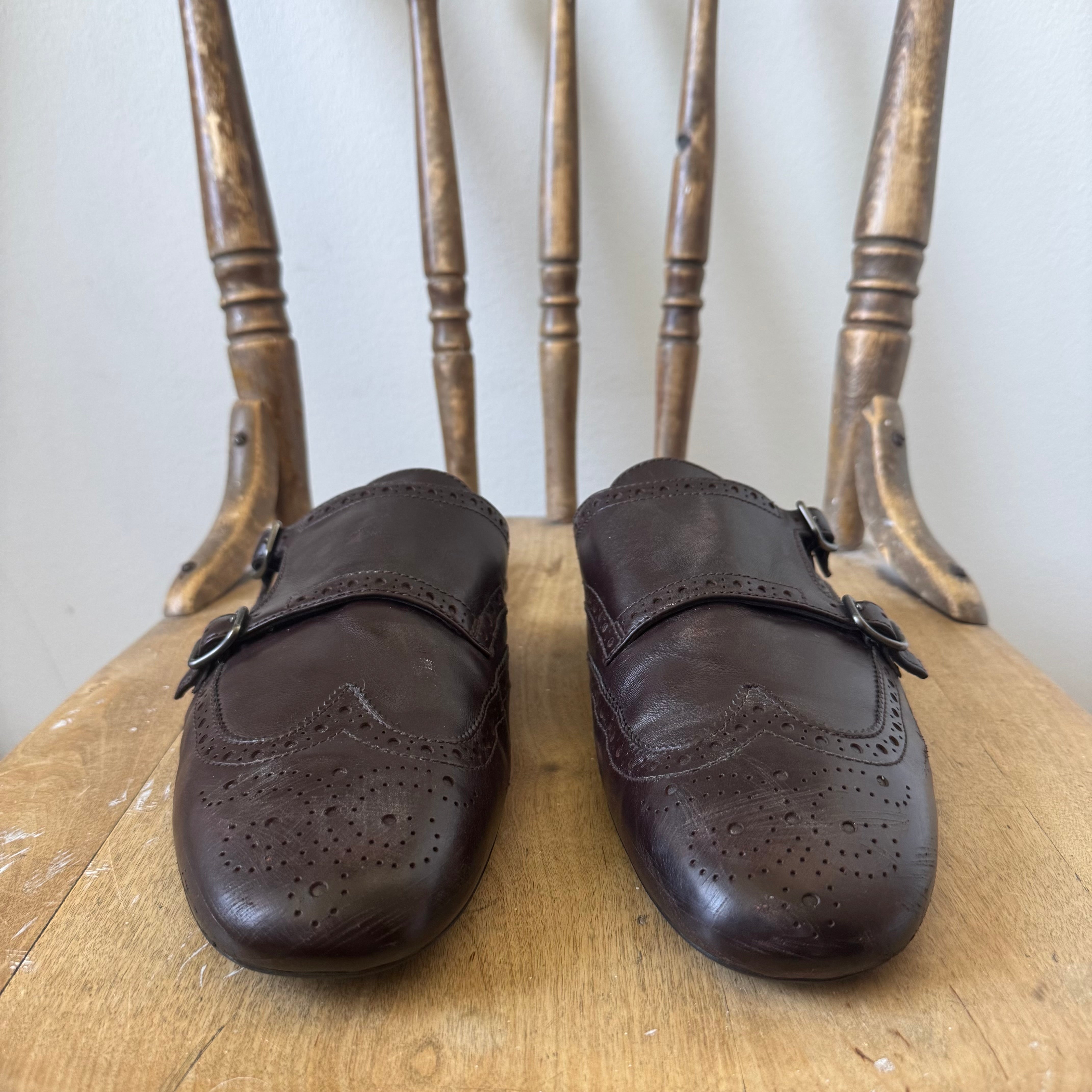 Prada SS2025 Ebony Shuffle Double Monk Strap Leather Mules