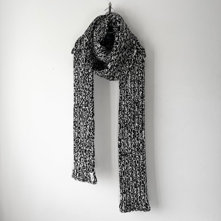 Saint Laurent Black/White Heavy Chunky Knit Wool Scarf