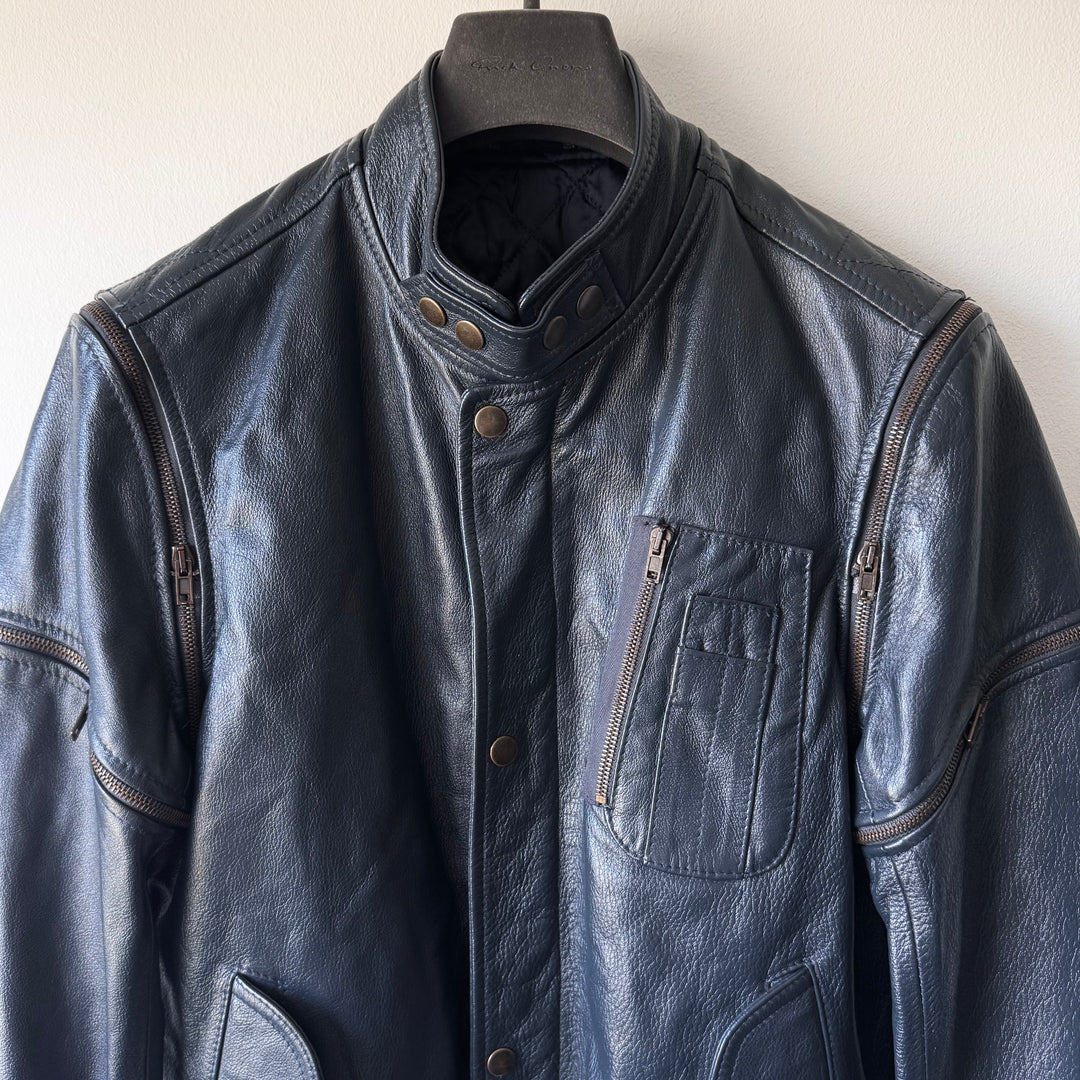 SS2007 Martin Margiela Petrol Multi-Zip Detachable Bomber Leather Jacket