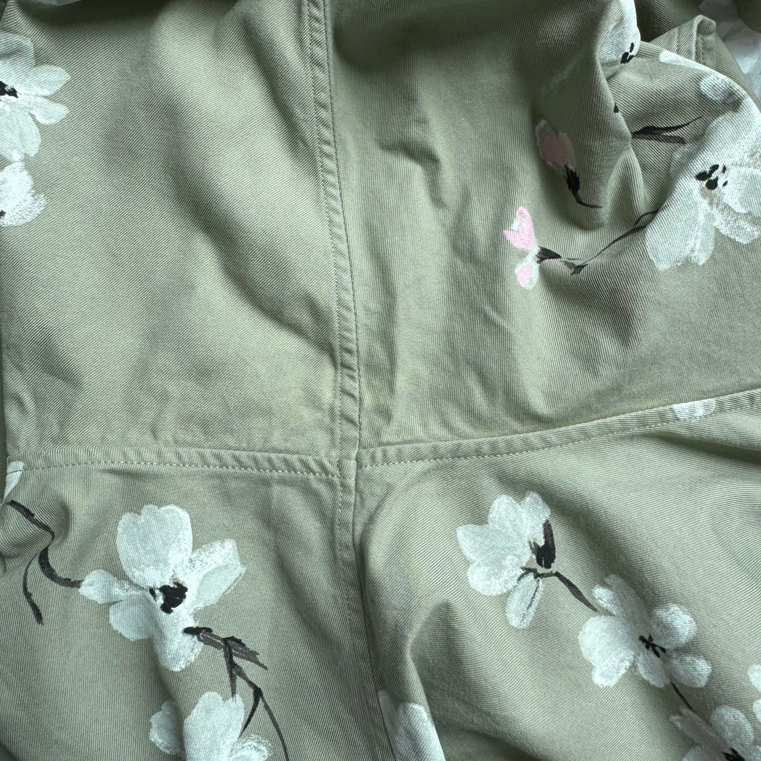 Gucci By Tom Ford SS2003 Cotton Hand Painted Floral Cherry Blossom Military Shirt