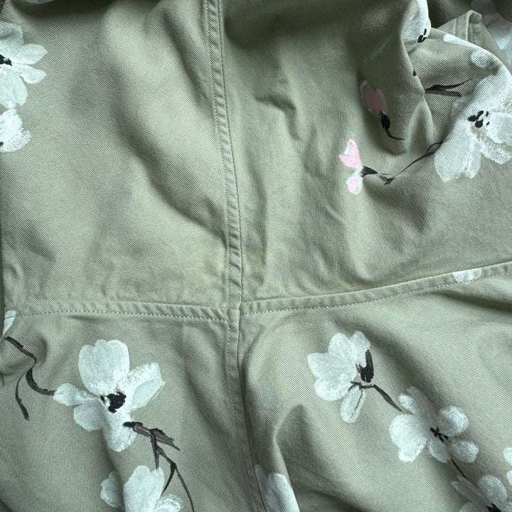 Gucci By Tom Ford SS2003 Cotton Hand Painted Floral Cherry Blossom Military Shirt