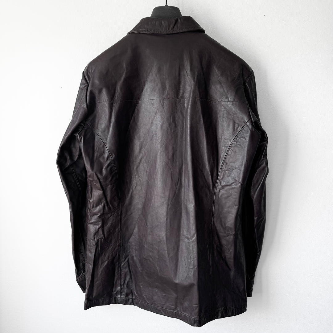 AW2003 Martin Margiela Brown 1-Pocket Leather Overshirt Jacket