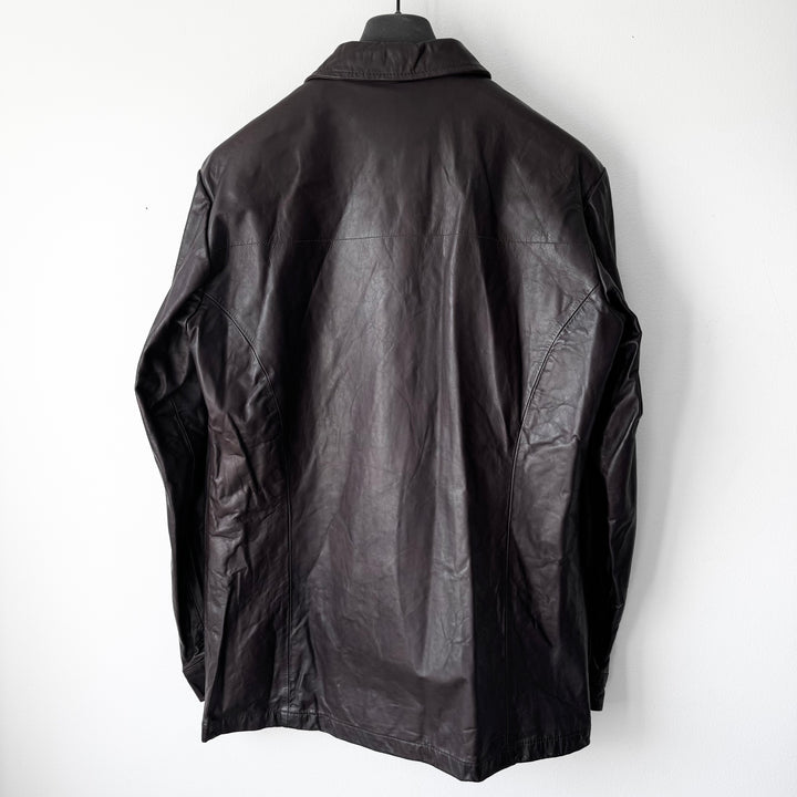 AW2003 Martin Margiela Brown 1-Pocket Leather Overshirt Jacket