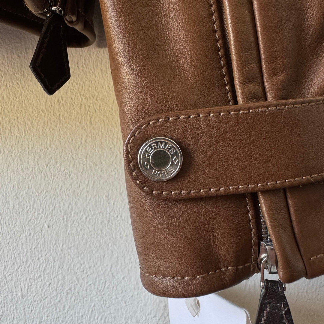 Hermes Cropped Calf Leather Blouson Jacket