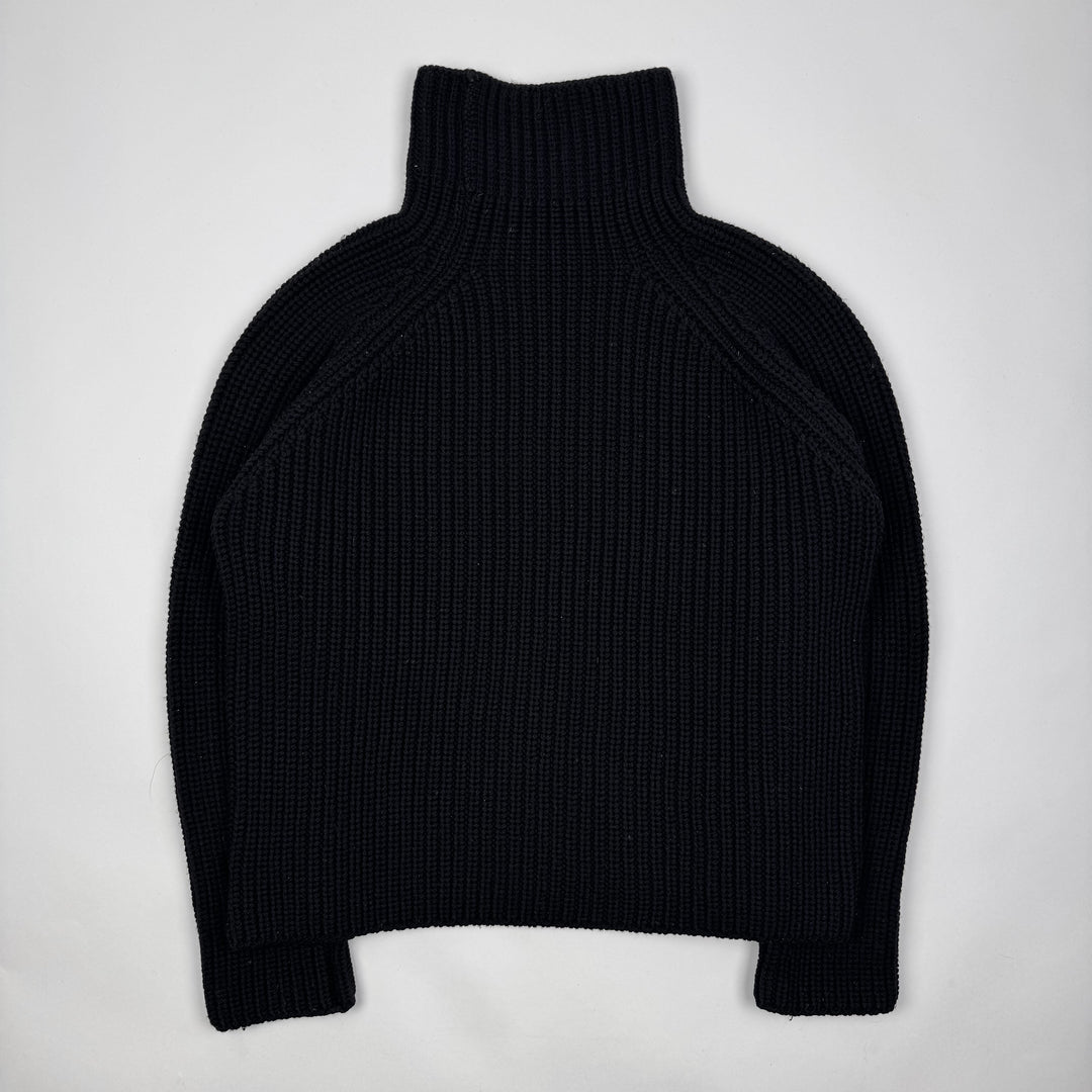 Gucci By Tom Ford Black Heavy Chunky Merino Wool Turtle Neck Pullover