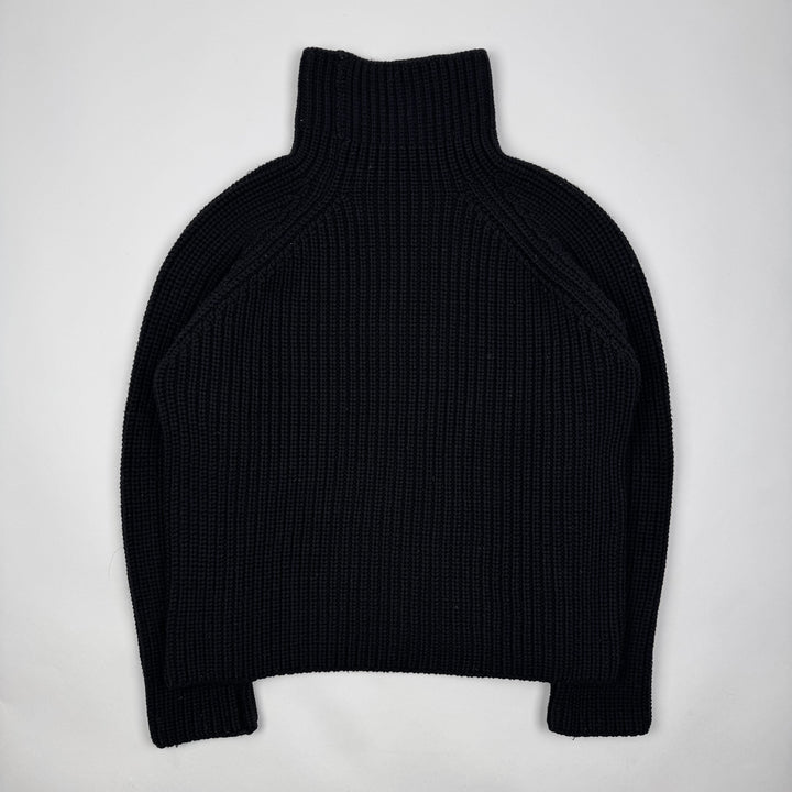 Gucci By Tom Ford Black Heavy Chunky Merino Wool Turtle Neck Pullover