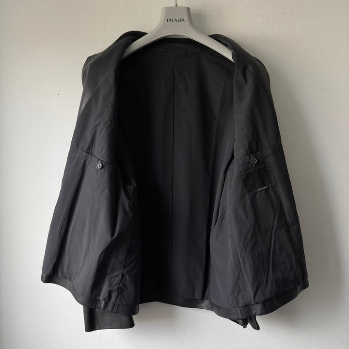 Prada SS1999 Navy Lamb Nappa Leather Zip-Up Blouson Jacket