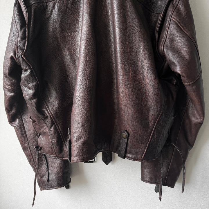 Emporio Armani 1990s Brown Fur Collar Perfecto Biker Jacket
