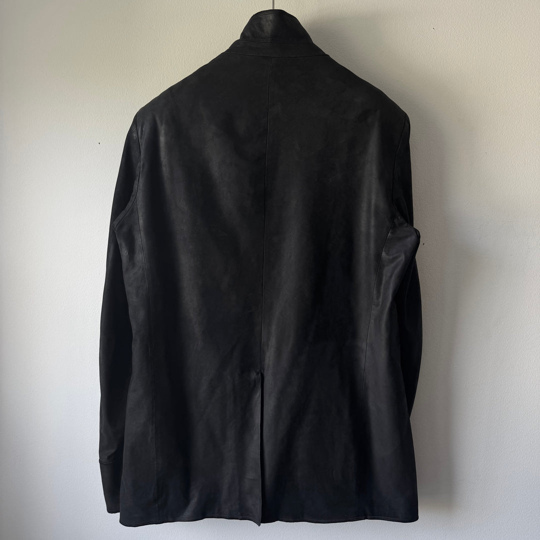 Dior Homme Black Leather Cashmere Lined Shirt Jacket