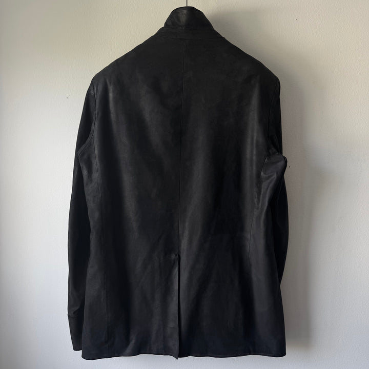 Dior Homme Black Leather Cashmere Lined Shirt Jacket