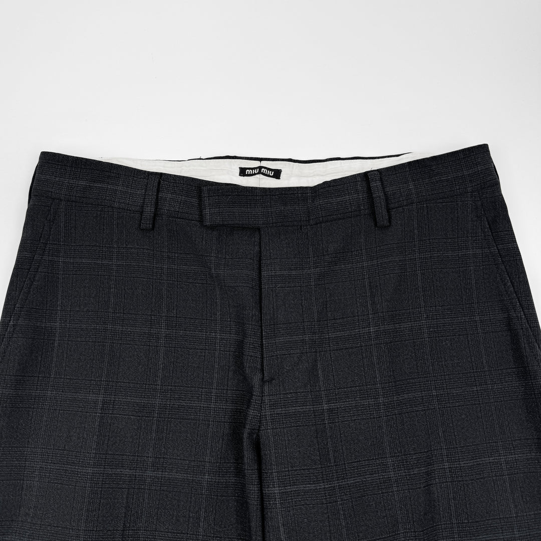 Miu Miu 2022 Checkered Prince Of Wales Pleated Fine Wool Pants