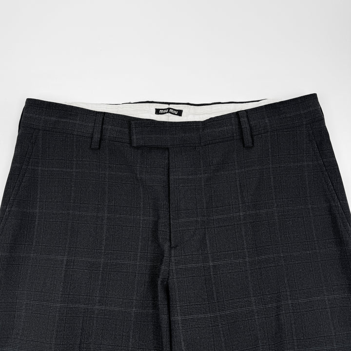 Miu Miu 2022 Checkered Prince Of Wales Pleated Fine Wool Pants