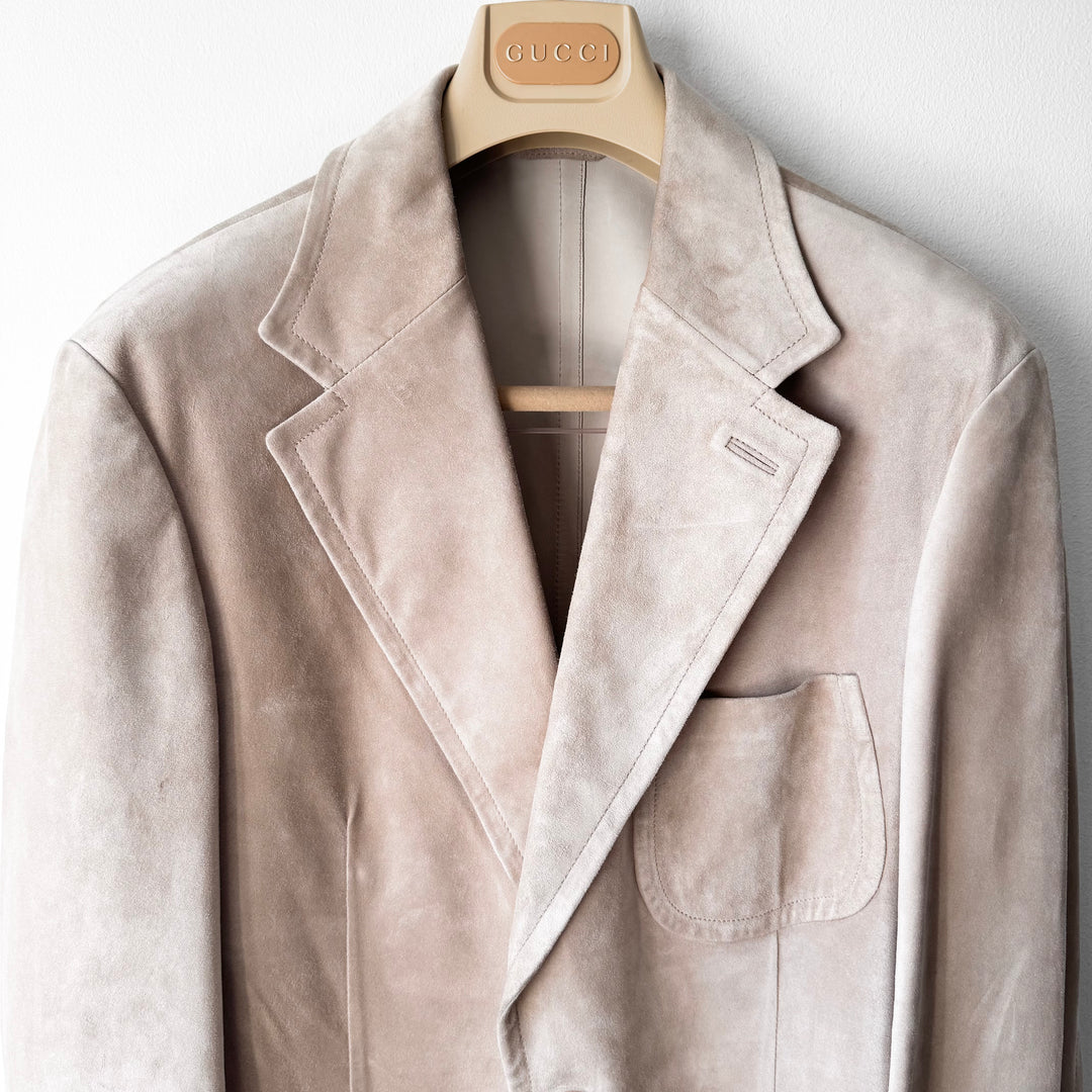 Gucci SS2005 Sand Beige Suede Leather Blazer Jacket