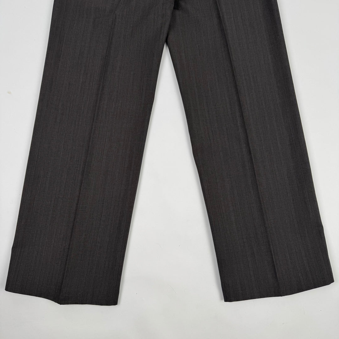 Miu Miu 2000’s Dark Gray/Brown Wool Pinstriped Wide Leg Suit Pants