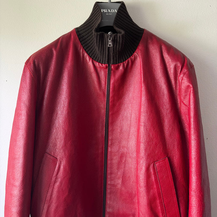 Prada FW2000 Mainline Runway Lamb Leather Bomber Jacket
