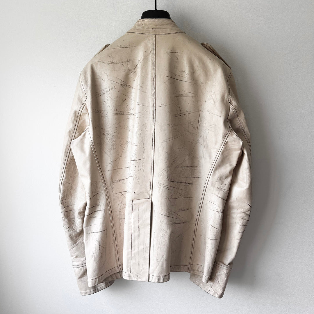 Yves Saint Laurent Rive Gauche By Tom Ford SS2002 White M-65 Military Leather Jacket