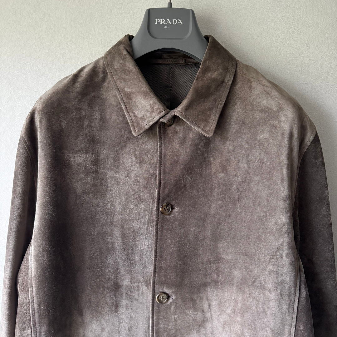 Prada FW1999 Brown Suede/Nubuck Leather Boxy Blouson Jacket