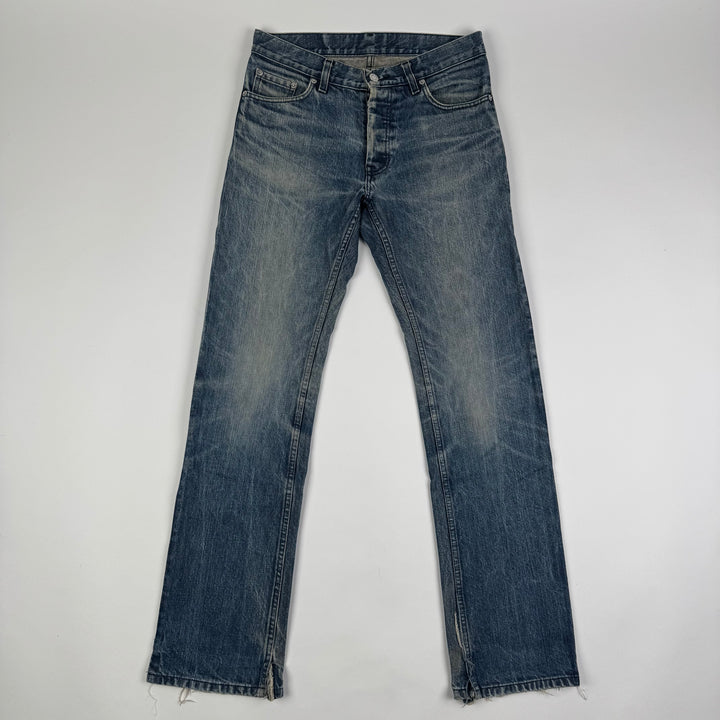 Helmut Lang 1998 Faded Distressed Straight Raw Denim Jeans