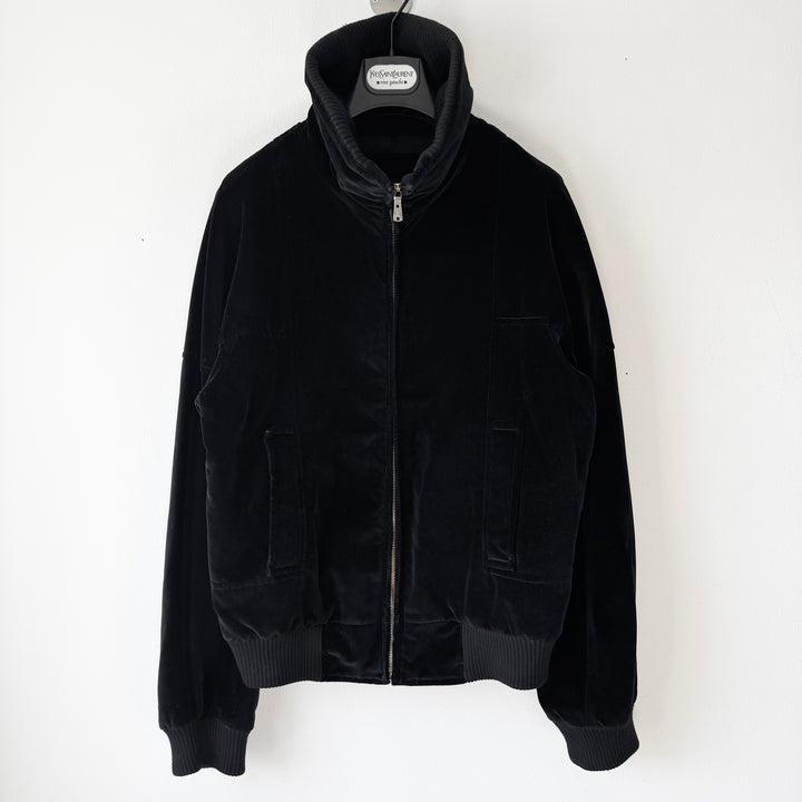 Yves Saint Laurent Rive Gauche By Tom Ford FW2004 Black Cashmere Velour High-Neck Bomber Jacket