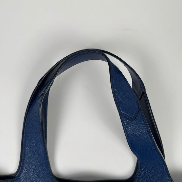 Prada Blue Triangle Logo Nappa Leather Large Tote Bag