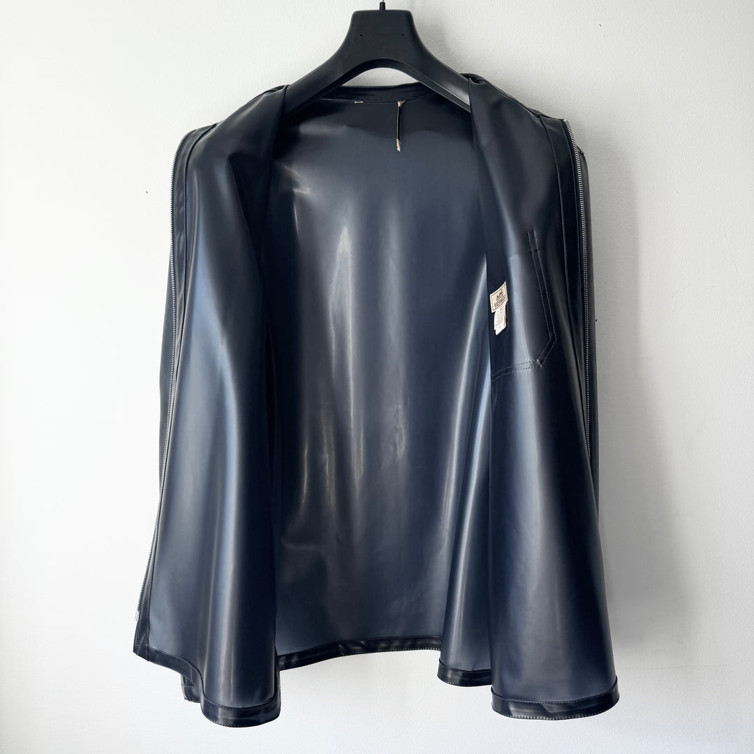 Hermes SS2000 Dark Navy Vinyl Zip-Up Overshirt Jacket