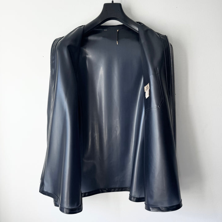 Hermes SS2000 Dark Navy Vinyl Zip-Up Overshirt Jacket