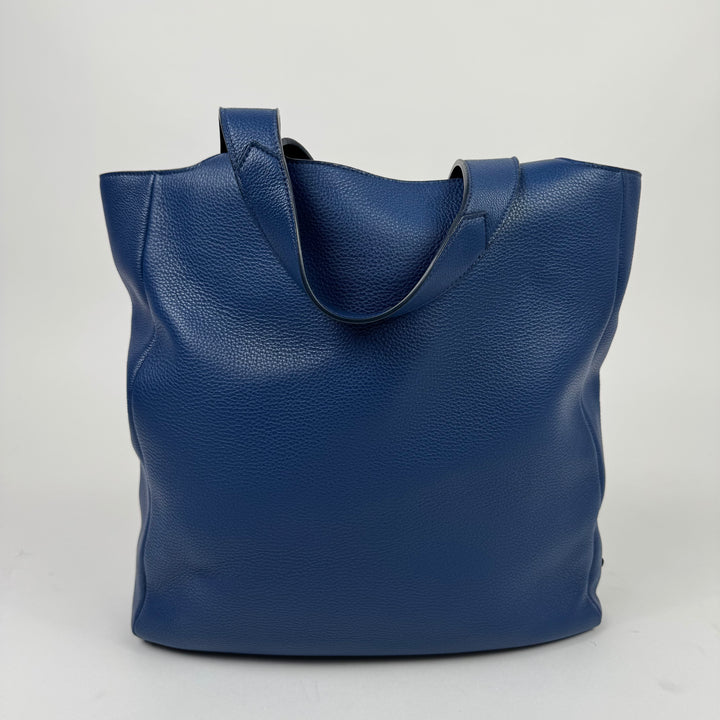 Prada Blue Triangle Logo Nappa Leather Large Tote Bag