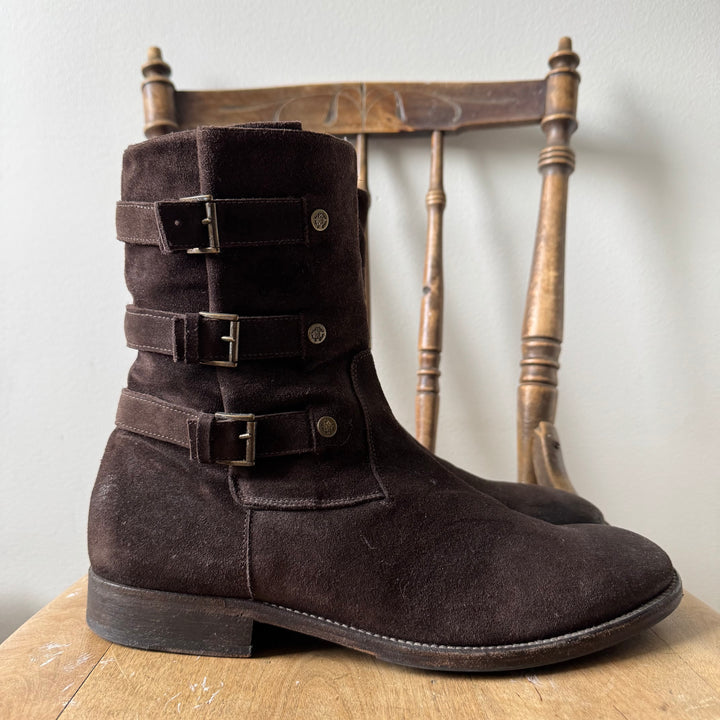 Roberto Cavalli 2000’s Brown Suede Leather Biker Boots