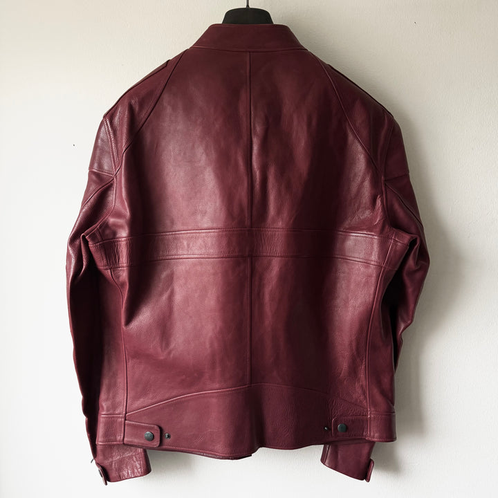 Gucci By Tom Ford FW2004 Burgundy Café Racer Moto Leather Jacket