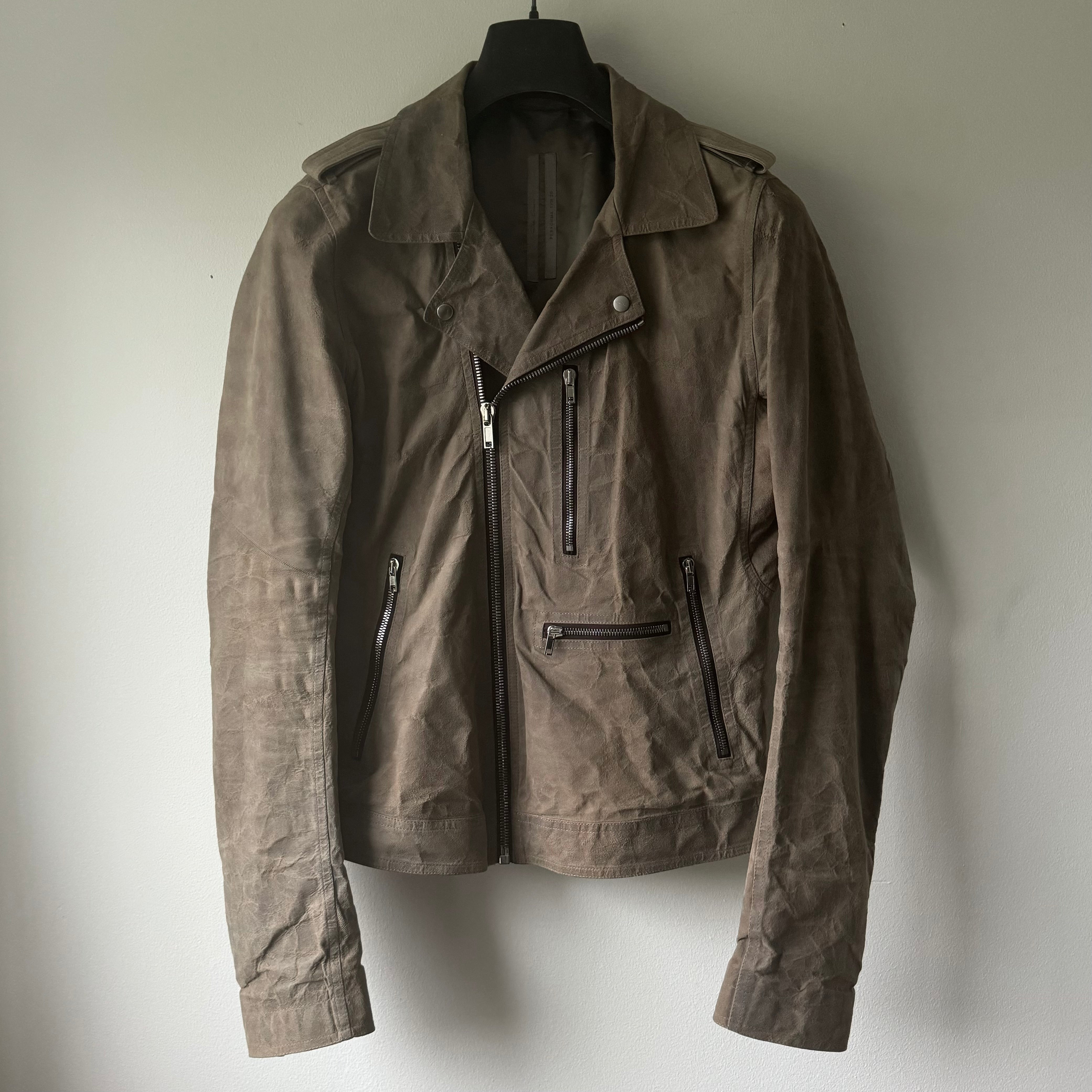 ジャケット・アウター Rick Owens Lamb leather Rick Owens Lambskin Leather Jacket in Bitter Colorway sz46
