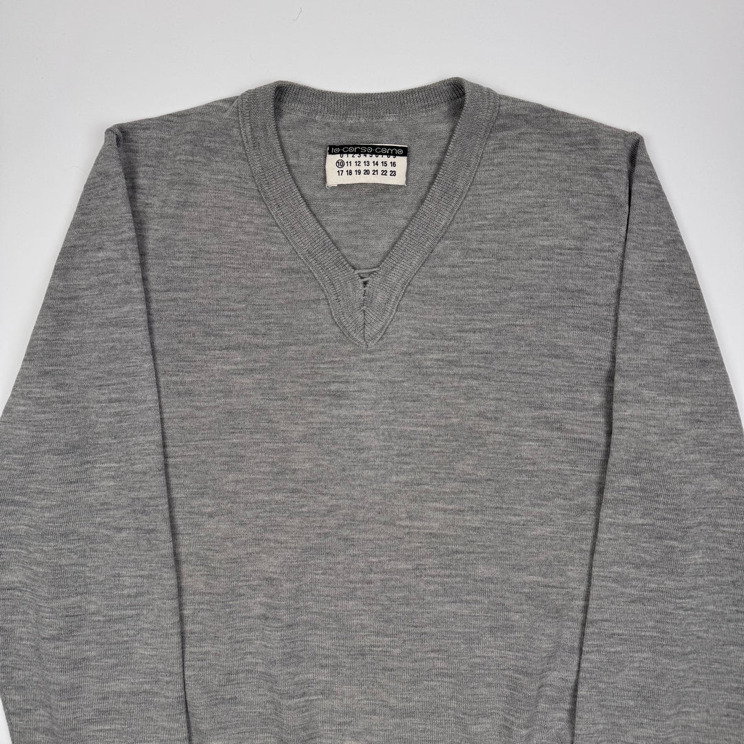 AW2006 Martin Margiela Light Gray Wool V-Neck Knit Pullover