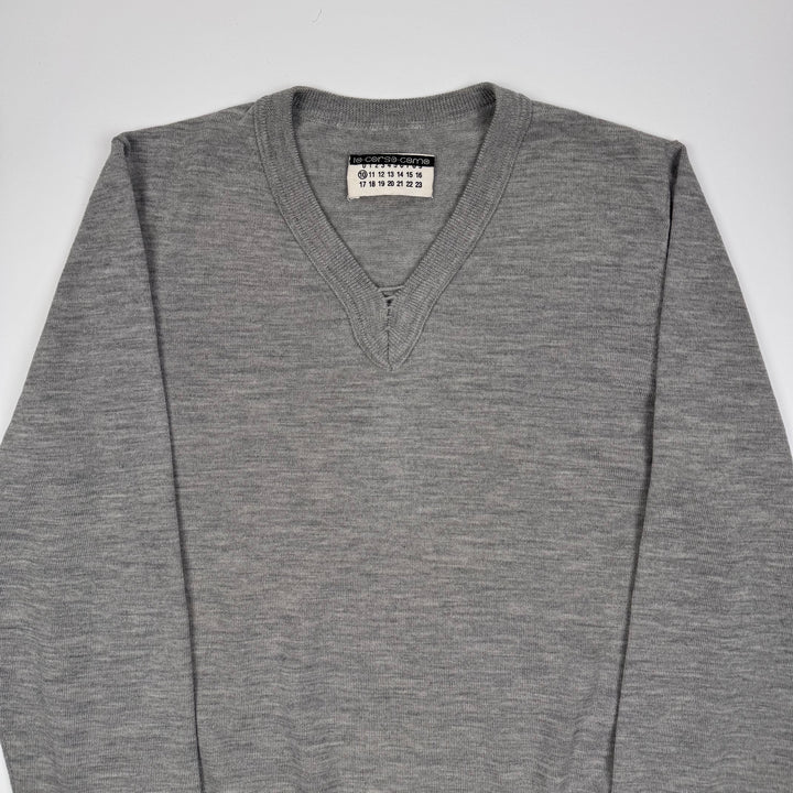 AW2006 Martin Margiela Light Gray Wool V-Neck Knit Pullover