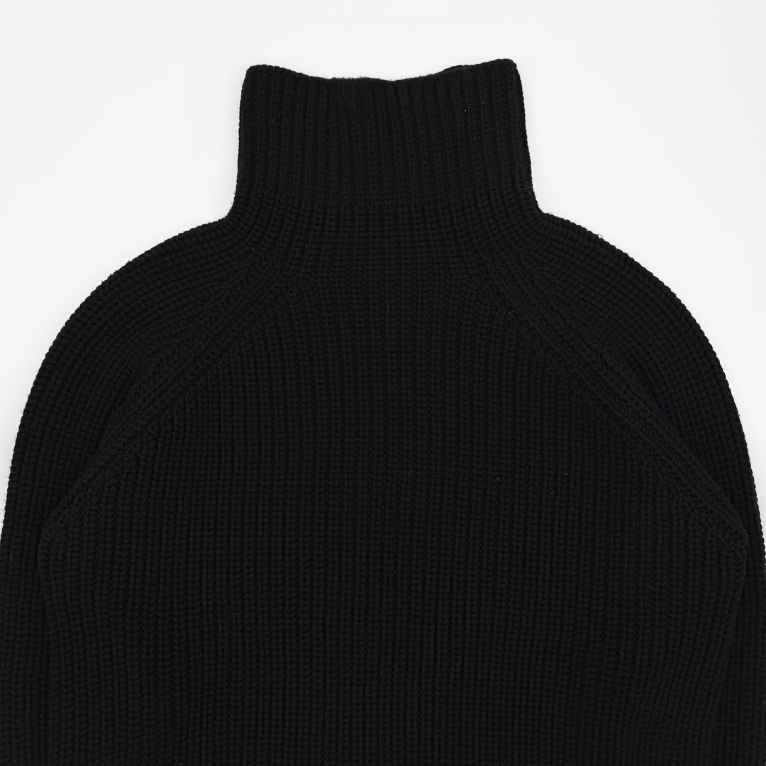 Gucci By Tom Ford Black Heavy Chunky Merino Wool Turtle Neck Pullover