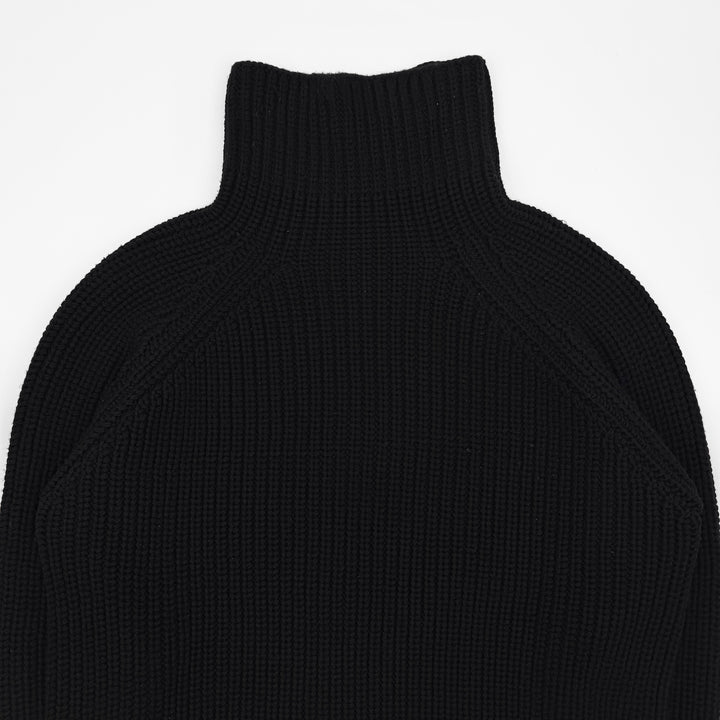 Gucci By Tom Ford Black Heavy Chunky Merino Wool Turtle Neck Pullover